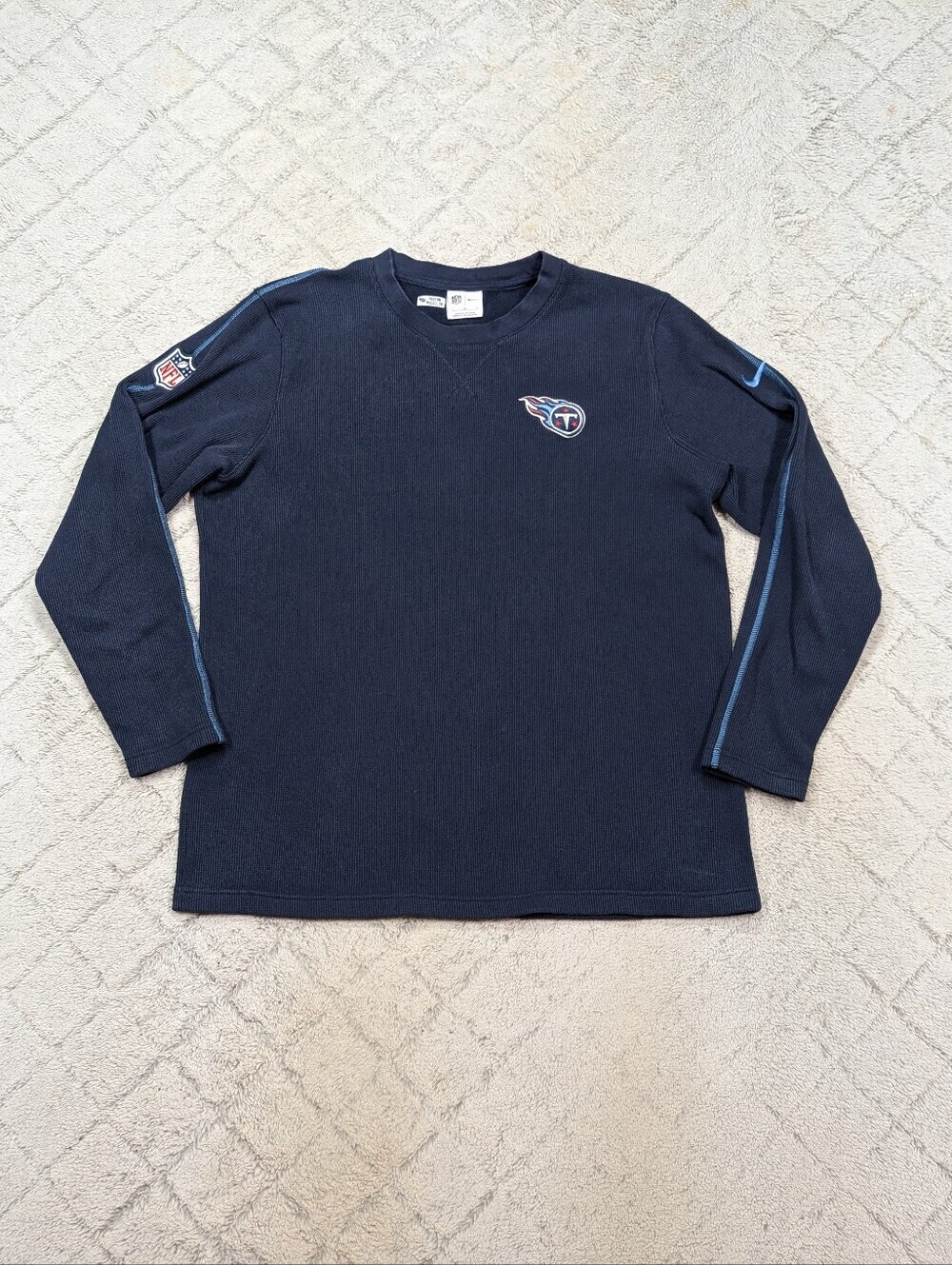 Tennessee Titans Shirt Mens L Blue Navy Nike Sideline Coaches Thermal On Field